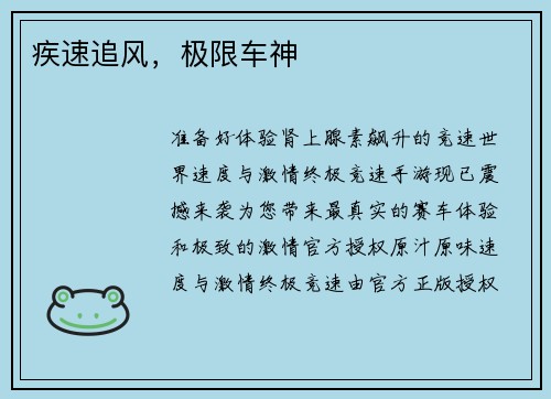 疾速追风，极限车神